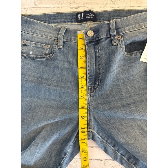 NWT Gap Denim Classic Straight Leg Jeans Regular Light Wash Distressed Look 12/3 - Picture 11 of 13